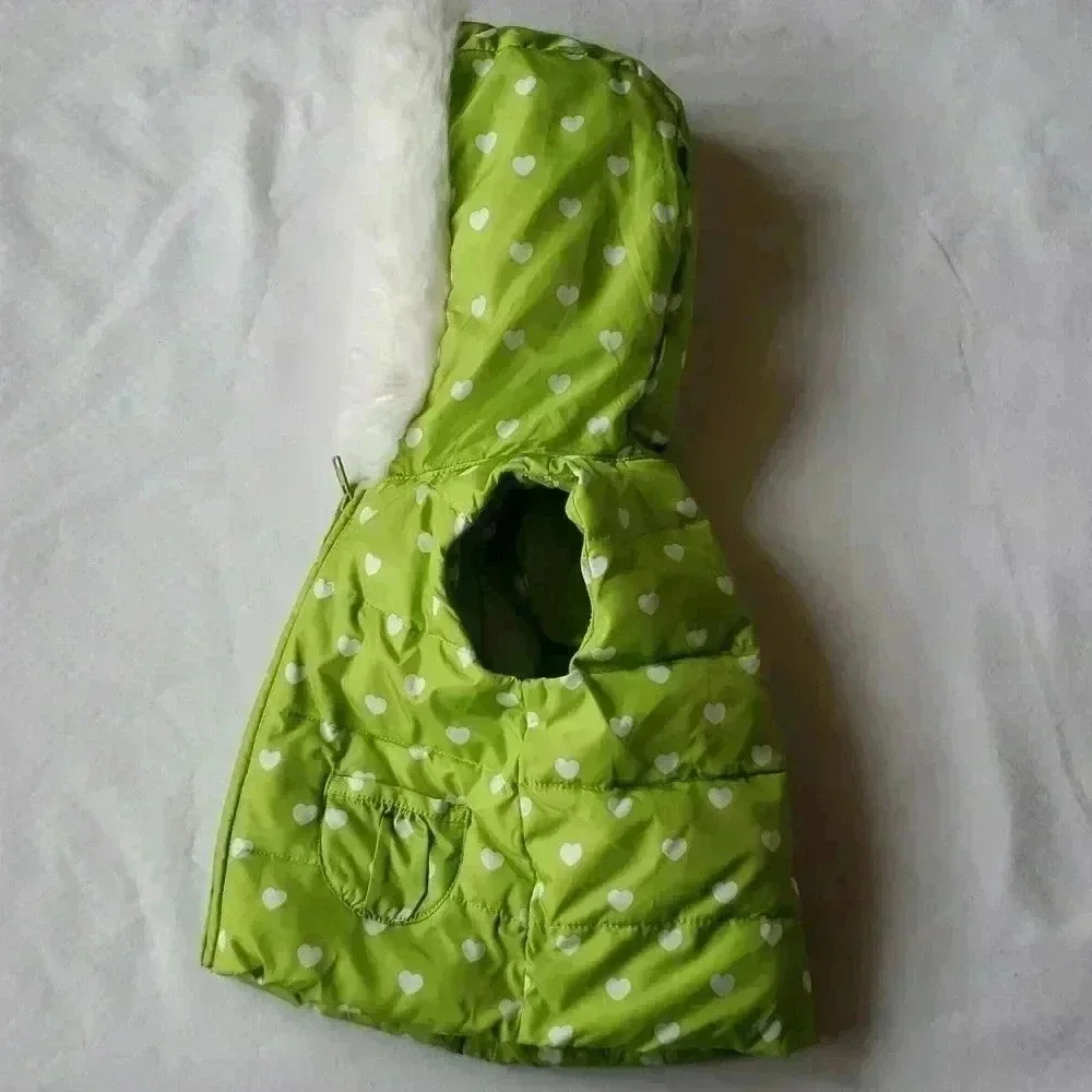 Gymboree Green Vest Hearts and Faux‎ FurTrim Hood 6-12 months